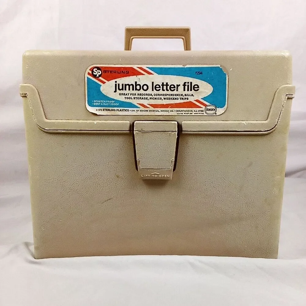 Sterling Jumbo Letter File Storage Box Large Vintage Archive Almond Cream Bin